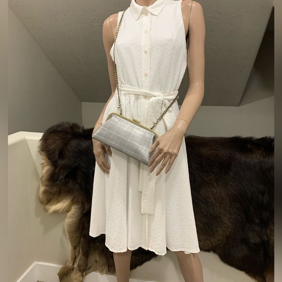 Handmade Genuine Leather Push-lock Clutch/Shoulder Bag/Crossbody & 2 Chains - Picture 8 of 16